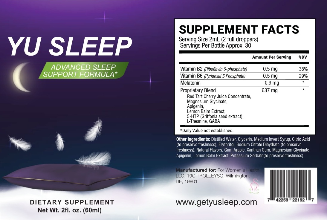 YuSleep supplement label supplied for editorial transcription