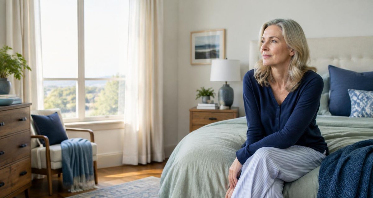 Editorial photograph illustrating healthy aging and sleep routines